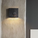 Square Shaped Bedroom Wall Sconce Light Cement Minimalistic LED Wall Light Fixture