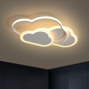Cloud Shaped LED Flush Mount Light Fixture Kids Metal White Ceiling Mounted Light