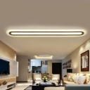 Elongated LED Flush Mount Lighting Fixture Modern Acrylic Bedroom Ceiling Lamp in White