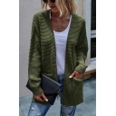 New Arrival Open Front Knitted Top Midi Cardigan with Pocket