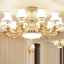 Frosted Glass White Ceiling Suspension Lamp Curve-Shaped Antique Chandelier Light