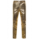 Mens Nightclub Pants Metallic Mid Rise Patched Plain Ankle Length Fitted Pants