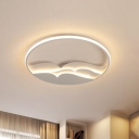 White Sea Wave Flush Mount Light Nordic Metal LED Round Ceiling Lamp for Living Room