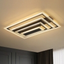 Adjustable Black Tiered LED Ceiling Light Nordic Acrylic Semi Flush Mount Light Fixture