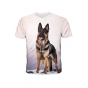 Fashionable Men's T-Shirt Dog 3D Pattern Crew Neck Short Sleeve Tee Top