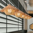 Hand-Braided Bamboo Pendant Lamp Kit Asia 1 Head Wood Ceiling Hang Light for Restaurant
