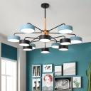 Blue and White LED Chandelier Nordic Metal Pendant Lighting Fixture with Acrylic Shade