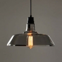 Industrial Pot Lid Ceiling Light Single Glass Hanging Pendant Light for Dining Room