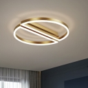 Metal Circle LED Flush Mount Lighting Minimalism Brushed Gold Flush Ceiling Light for Bedroom