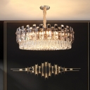Clear K9 Crystal Round Chandelier Minimalist Gold Finish Pendant Ceiling Light for Living Room