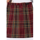 Leisure Women's Skirt Plaid Pattern High Waist Invisible Zipper Straight A-Line Skirt