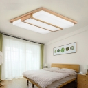Acrylic Rectangular LED Flushmount Lighting Simplicity Wood Ceiling Mount Lamp for Bedroom
