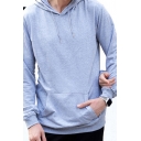 Cozy Hoodie Plain Long Sleeve Drawstring Pouch Pocket Solid Color Relaxed Fit Hoodie for Men