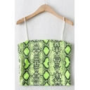Fancy Fluorescent Green Snake Scale Summer Cropped Cami Top for Girls