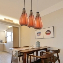 Wood Teardrop Ceiling Light Nordic Style 1 Bulb Ceiling Lighting in Orange for Restaurant