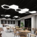 Black Hexagonal LED Pendant Chandelier Modern Acrylic Hanging Lamp for Dining Room