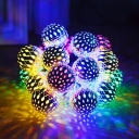Modern Moroccan Ball LED Fairy Light Metallic 30 Heads Outdoor Solar String Lighting in Gold