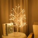 White Birch Table Lamp Nordic LED Plastic Night Lighting for Girls Room Decoration