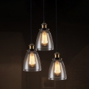 1 Head Suspension Lighting Retro Style Bell Shade Clear Glass Pendant Ceiling Light