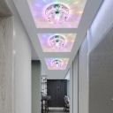 Minimalistic Floral Ceiling Flush Light Crystal Corridor LED Flush Mount Light Fixture in Clear