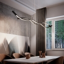 Aluminum Wavy LED Island Light Minimalism Ceiling Suspension Lamp for Dining Room