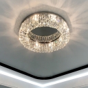 Silver Loop Shaped Flush Mount Lamp Modern Prismatic Optical Crystal Ceiling Light for Living Room