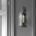 Dual Cloche Glass Wall Lamp Sconce Nordic 1 Bulb Grey Wall Mounted Lighting for Corridor