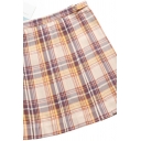 Leisure Women's Skirt Plaid Pattern Invisible Zip High Waist A-Line Mini Skirt