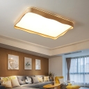 Rectangle Bedroom Ceiling Lamp Wooden Novelty Minimalist Flush Mount Light with Scalloped Trim