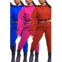 Street Girls Co-ords Solid Color Long Sleeve Loose Fit Crop Hoodie & Sweatpants Set