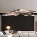 Acrylic Tiered Square Chandelier Lighting Minimalist Coffee LED Pendant Light for Living Room