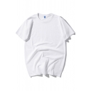 Simple Tee Top Solid Color Short Sleeve Crew Neck Relaxed Fit T Shirt for Boys