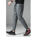 Cozy Sweatpants Solid Color Drawstring Waist Ankle Length Relaxed Fit Sweatpants for Guys