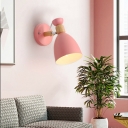 Macaron Shaded Wall Lamp Fixture Metal 1 Bulb Kids Bedroom Reading Light with Arm