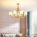 Classic Style Shaded Chandelier Lighting Glass Pendant Light in Gold for Living Room