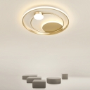 Orbit Flush-Mount Light Fixture Postmodern Metal Bedroom Ceiling Mount Lamp in Gold