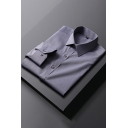 Fashion Mens Shirt Plain Button down Breathable Spread Collar Long Sleeve Slim Fitted Shirt
