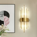 Gold Geometric Wall Mount Lamp Postmodern Clear Glass Rod Sconce Lighting for Dining Room