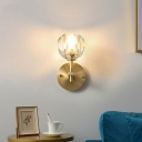Faceted Crystal Ball Wall Lighting Minimalist Antique Gold Sconce Wall Light for Living Room