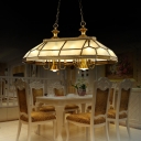 Shaded Frosted Glass Pendant Light Minimalism Dining Room Hanging Island Light in Gold