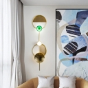 Round Metallic LED Wall Light Minimalist Gold Wall Lighting Fixture for Living Room