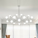 Spider Iron Chandelier Lighting Nordic Style 16-Light Restaurant Pendant Light in White