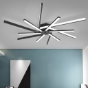 Sputnik LED Semi-Flush Mount Ceiling Light Modern Acrylic Bedroom Flush Light in Black