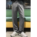 Fashionable Mens Pants Solid Color Full Length Relaxed Fit Straight Tailored Pants