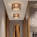 Small Hallway Ceiling Lighting Clear Crystal Block 1-Light Modern Flush Mount Light