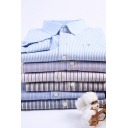 Mens Fashionable Shirt Stripes Plaids Printed Oxford Single Breasted Slim Long Sleeve Button down Collar Shirt