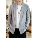 Casual Men's Jacket Solid Color Open Front Long Sleeve Regular Fitted Jacket