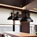 Iron Pot Lid Pendant Lighting Antique Style 1-Light Restaurant Hanging Light Fixture