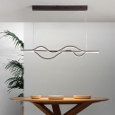 Simplicity Sea Wave Island Lamp Metallic Dining Room LED Hanging Light Fixture in Black