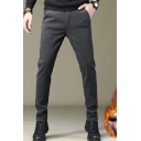 Elevated Men's Pants Brushed Heathered Zip Fly Pocket Detail Long Straight Pants